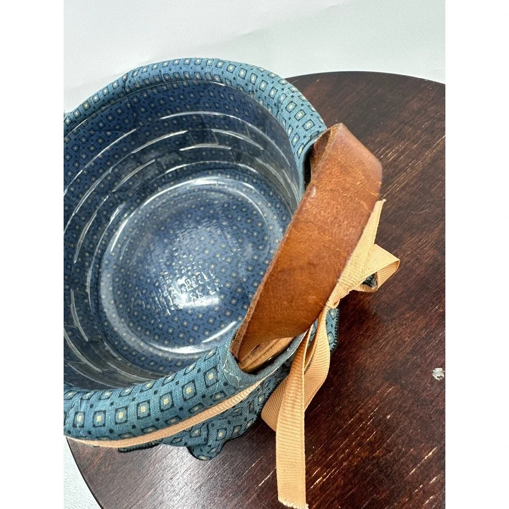 Longaberger Button Basket W/Protector & Classic French Blue Liner 1993